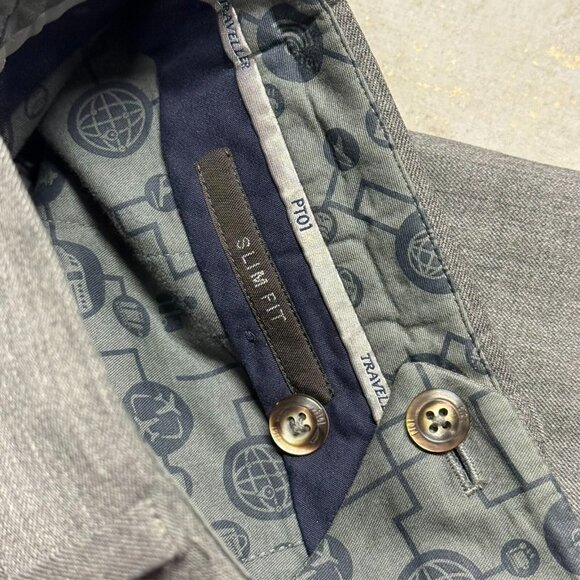 PT01 Traveller Dress Pants Grey Wool Trousers Slim Fit Stretch 32x29 - Picture 7 of 13